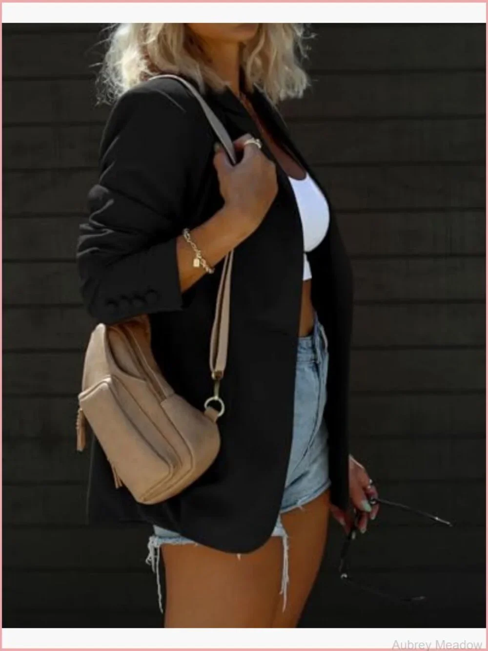 Oversized Long Sleeve Blazer Lapel Collar Button Front Suit Jacket Work